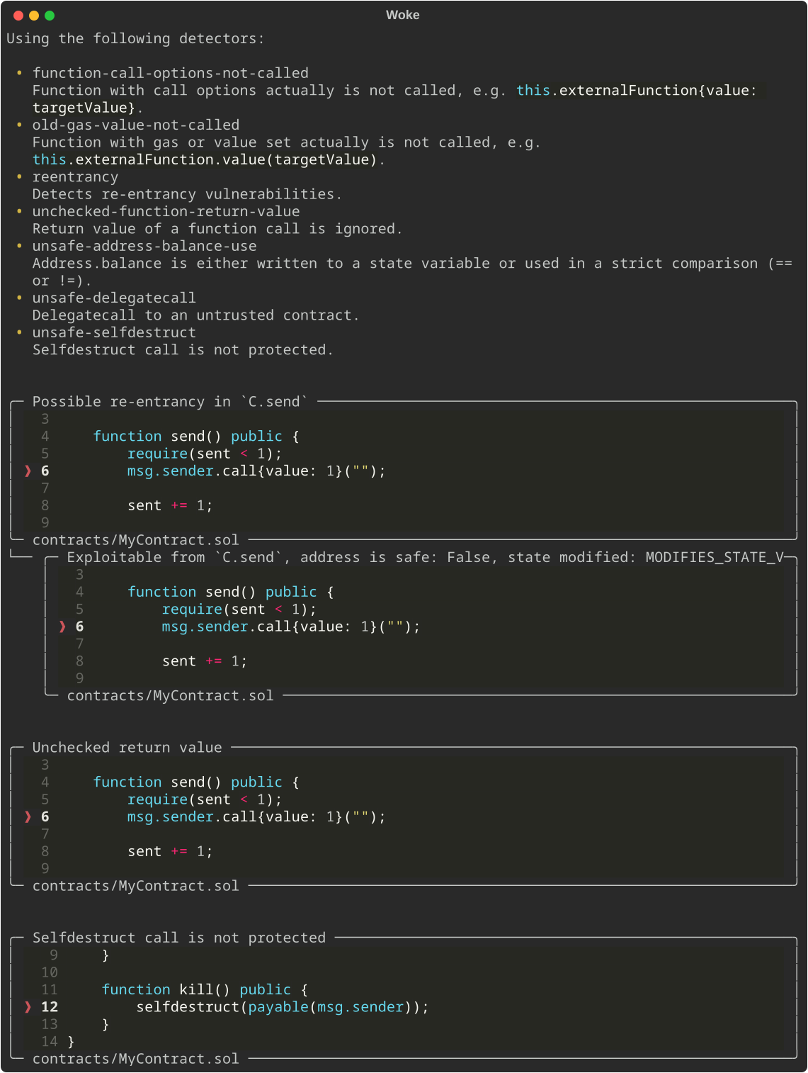Example output
